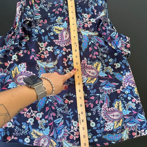 🔥 4 for $20 DEALLabel by Rachel Rachel Roy Sleeveless Floral Paisley Top Size M - Picture 6 of 7